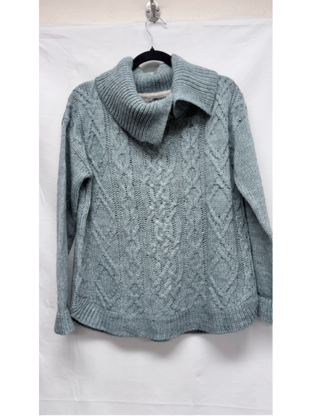 Women's Royal Robbins Cable Knit Cowl Neck Sweater Blue Size S